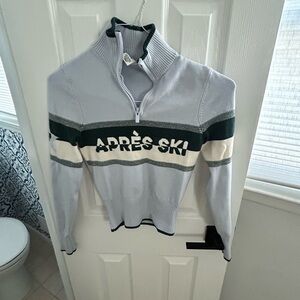 PINK Victoria's Secret Gray and Green Après Ski Sweater